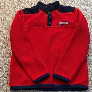 Vineyard Vines Kids Red and Black Fleece Hoodie